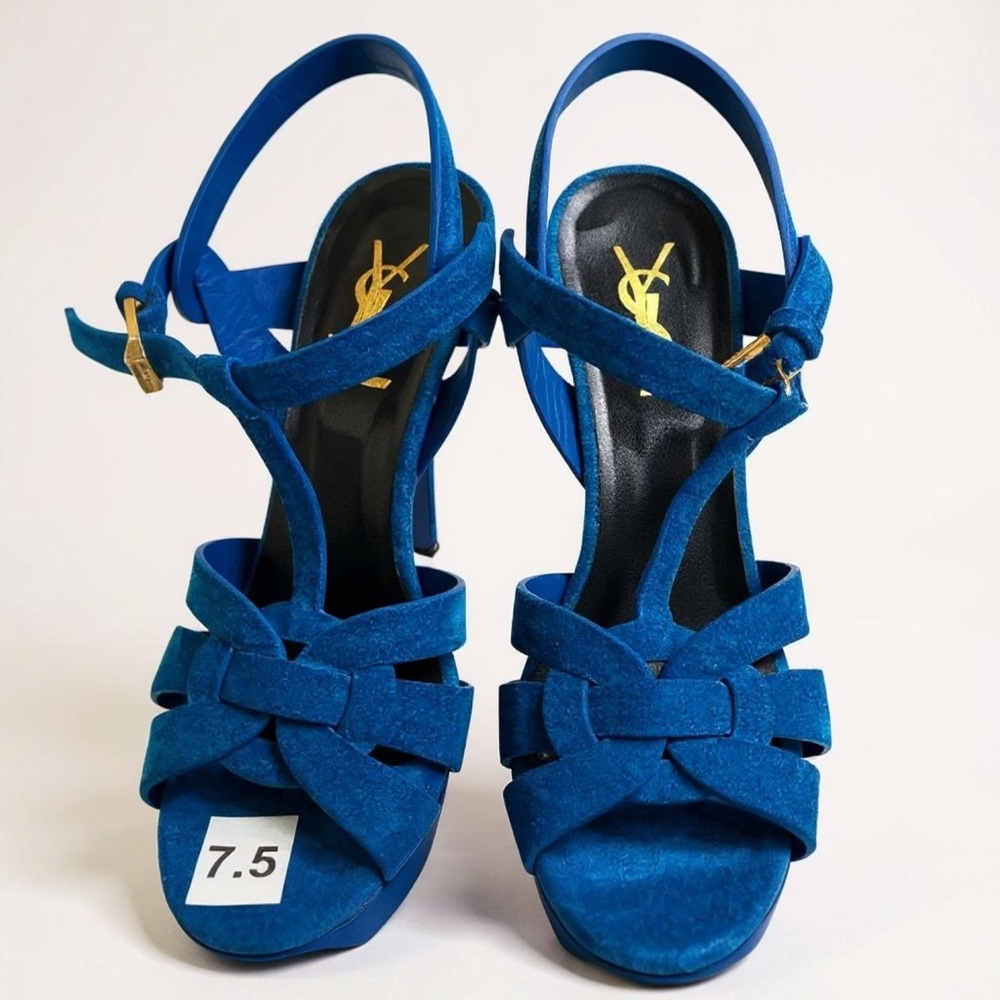 Yves Saint Laurent Vibrant Blue Strappy Sandals